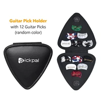 pickpal guitar picks holder case for acoustic electric guitar include 12 pcs guitar picks leather guitar plectrums storage pouch