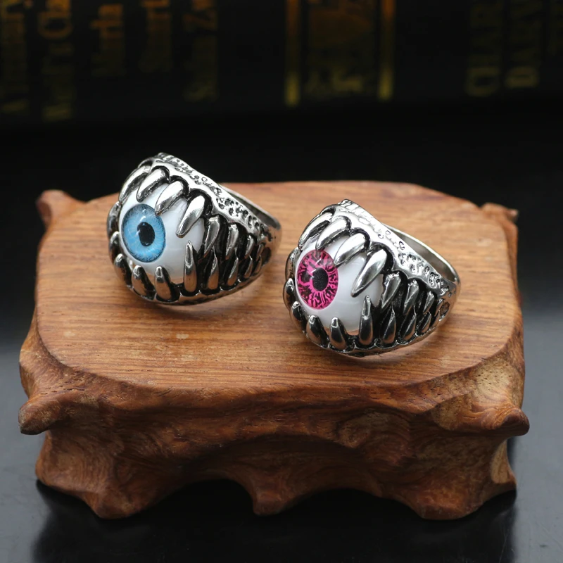 Кольцо мужское в стиле панк винтажное украшение виде глаза дьявола готика