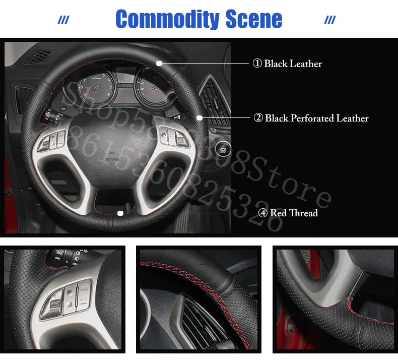 

For Infiniti ESQ 2014-2020 1.6L Frank version Black Leather Car Steering Wheel Covers
