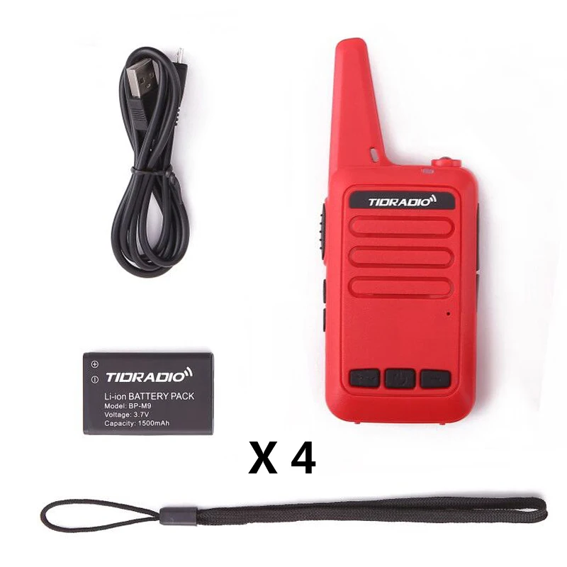4 шт./компл. TIDRADIO Mini Walkie Talkie для детей TD-M9 UHF 400-480 МГц 16 каналов с функцией VOX CB Radio |
