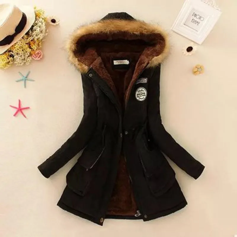 women winter coat European and American style new style ladies parka thick long-sleeved hooded cotton jacket
