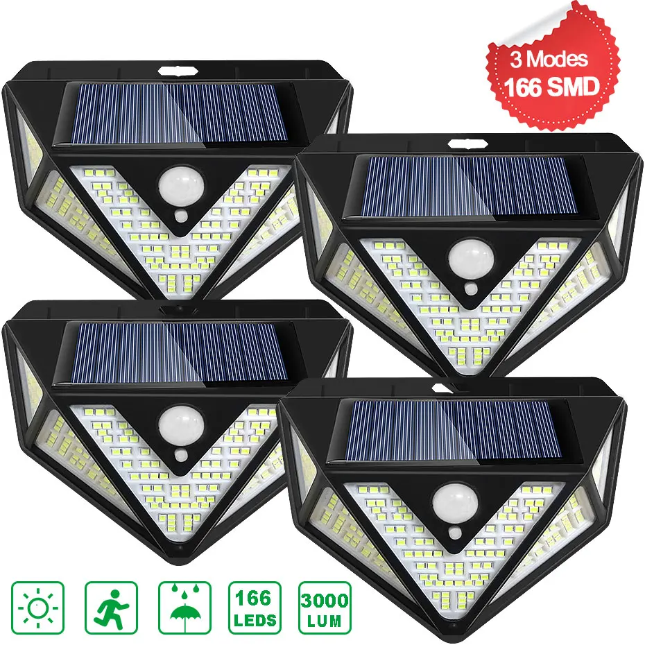 

LED Solar Light For Garden Decoration PIR Motion Sensor Outdoor 3 Modes 100 222 LEDs IP65 Waterproof Wall Lamp LED Solar Lamp