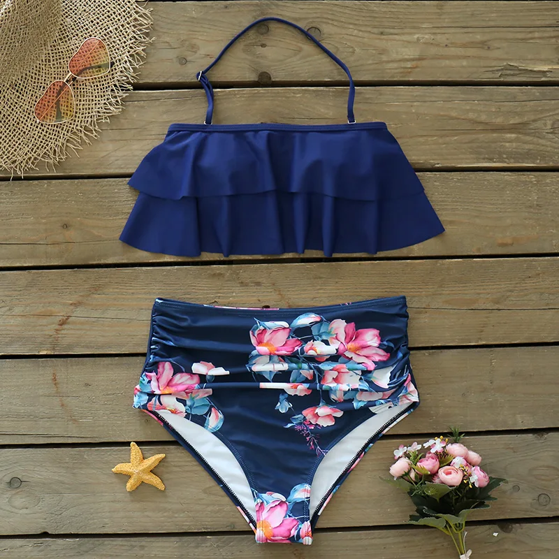 

2021 New Sexy Bikinis Women Swimsuit High Waist Bathing Suit Plus Size Swimwear Push Up Bikini Set Vintage Beach Wear Biquini