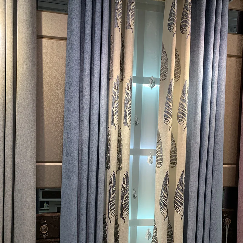 

Chenille Curtains for Living Dining Room Bedroom Light Luxury Korean Heat Insulation Shading Sunscreen Nordic Minimalist Curtain