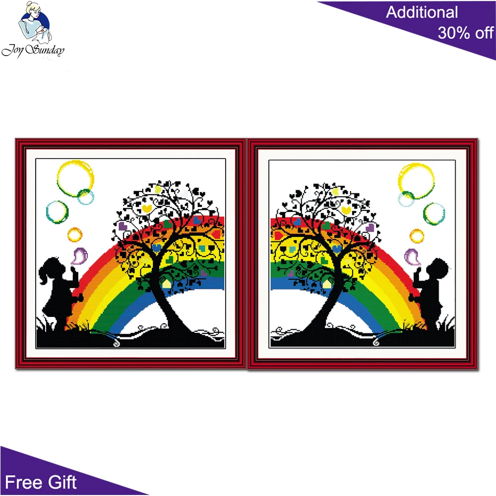 Радужный Пузырь Joy Sunday для мальчика и девочки домашний декор R075(1) R075(2) 14CT 11CT наборы