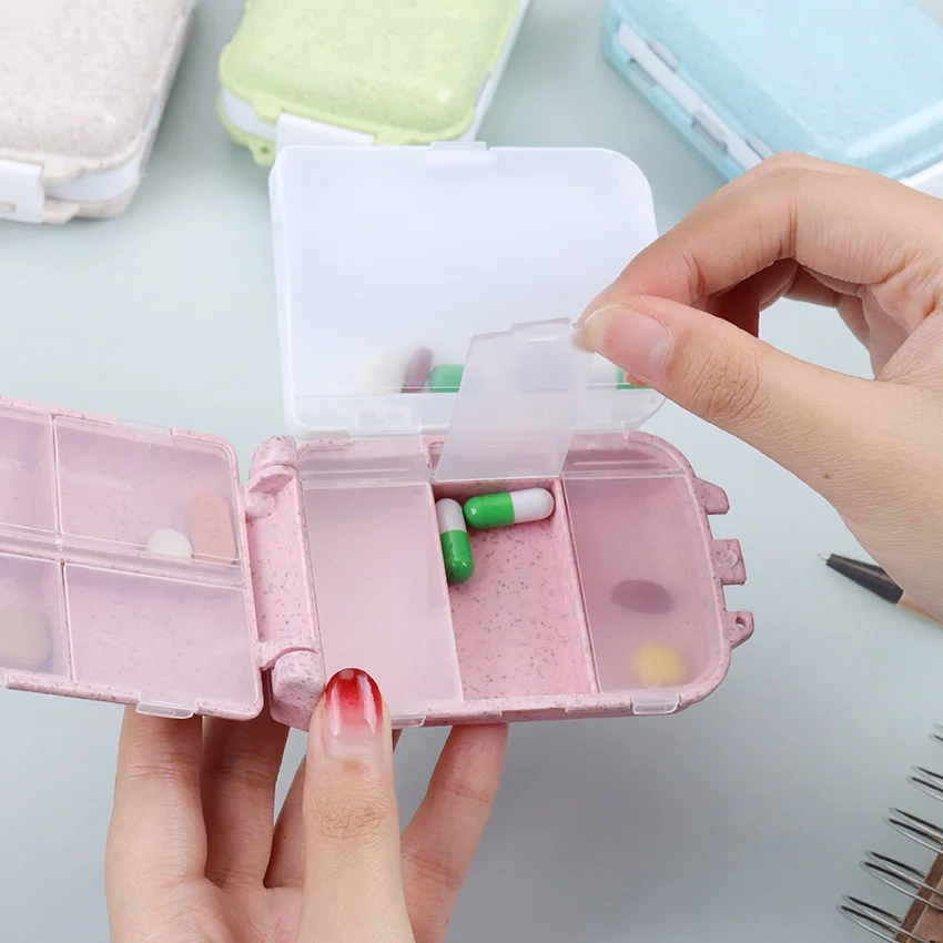

Pill Box Wheat Sealed 8 Grids Pill Container Health Care Drug Travel Divider Pill Storage Travel Pill Cases Medicine Dispenser