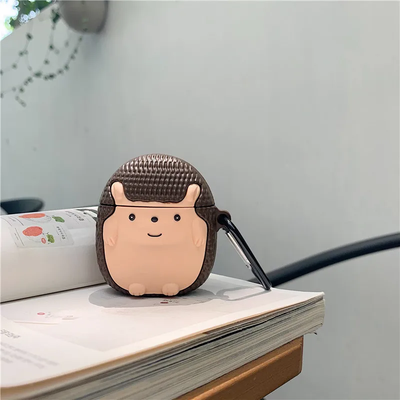 

Для AirPods 2 Чехол с милым ежиком, мягкий силиконовый чехол с рисунком из мультфильма Беспроводной наушники чехол s для Airpod Чехол симпатичный ч...