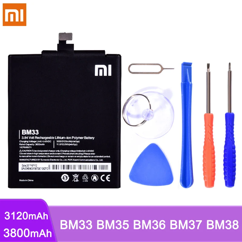 BM33 BM35 BM36 BM37 BM38 батарея для Xiaomi Mi 4i 4C 4S 5S плюс оригинальная замена мобильного телефона литий-ионная батарея+ Бесплатные инструменты