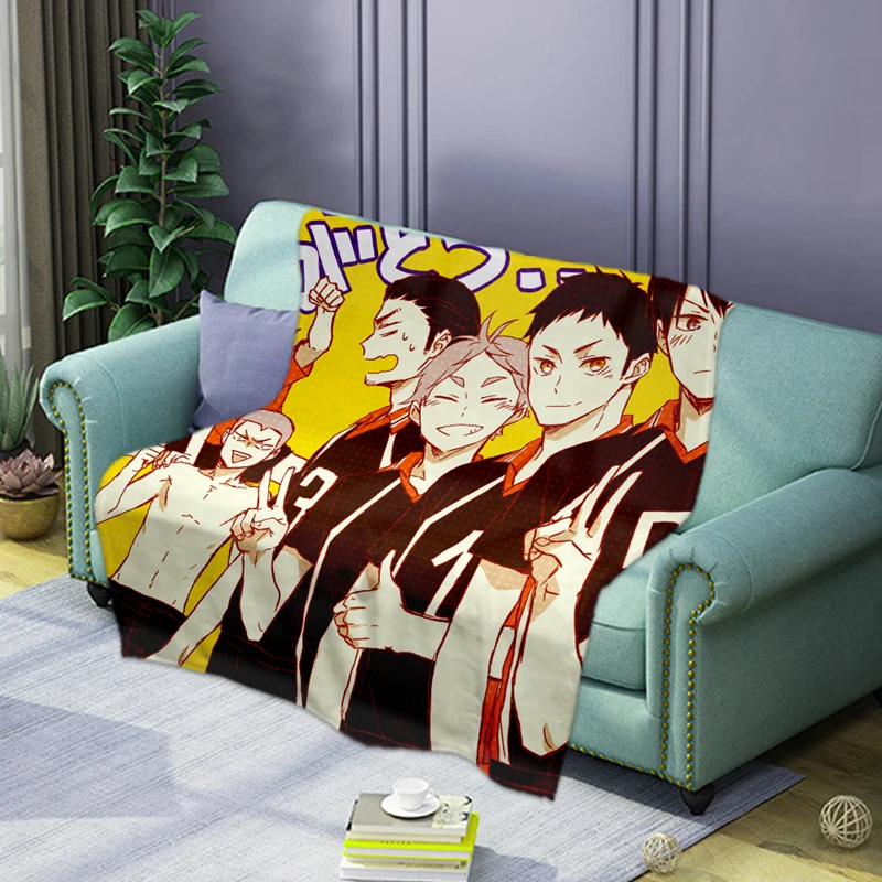 

100*150cm Anime Haikyuu Soft Warm Flannel Fabric Plush Throw Blanket Bed Rug Flannel Sofa Bedroom Sheet Printing Pattern Blanket