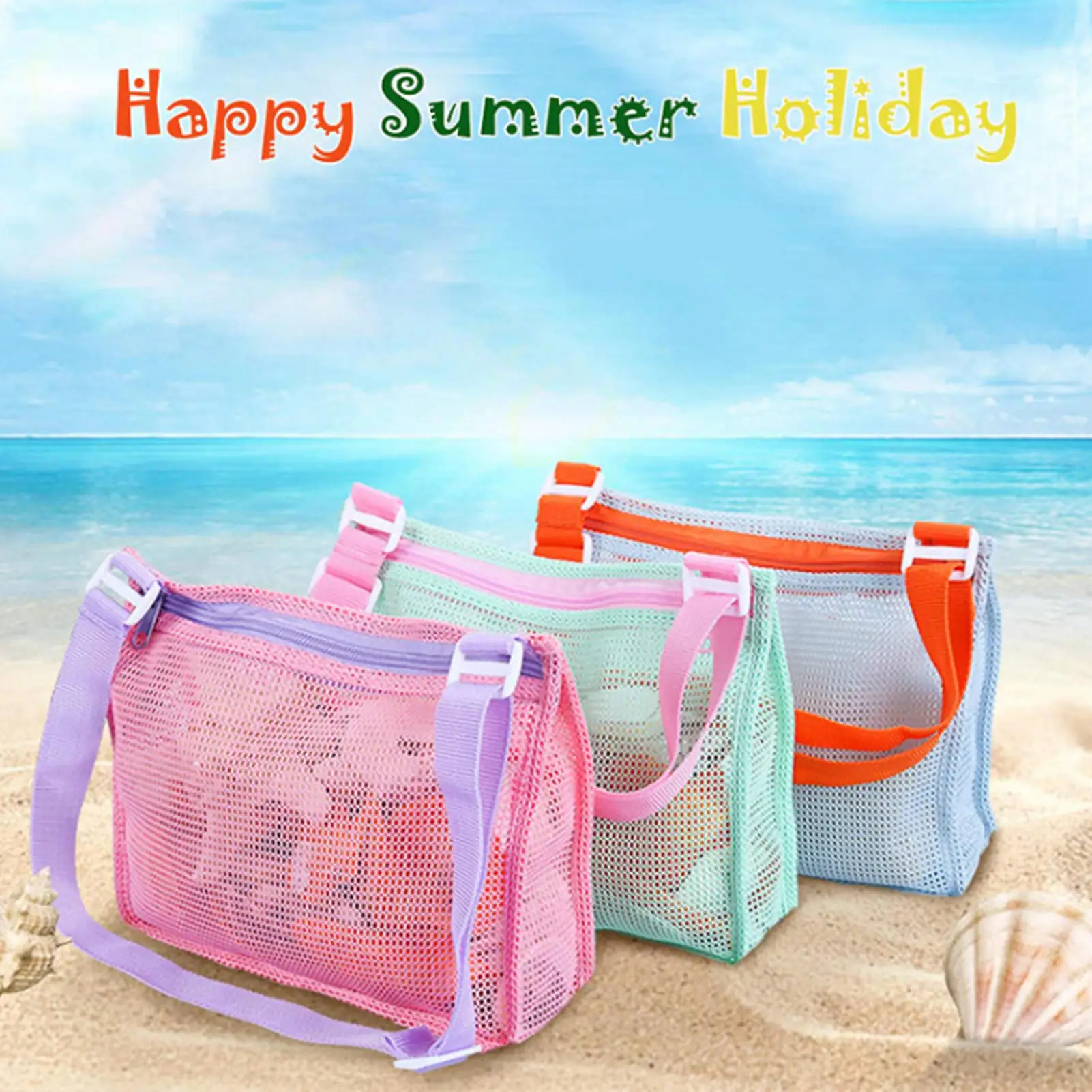

Children Sand Away Protable Mesh Bag Kids Beach Toys Clothes Towel Bag Baby Toy Storage Sundries Bags