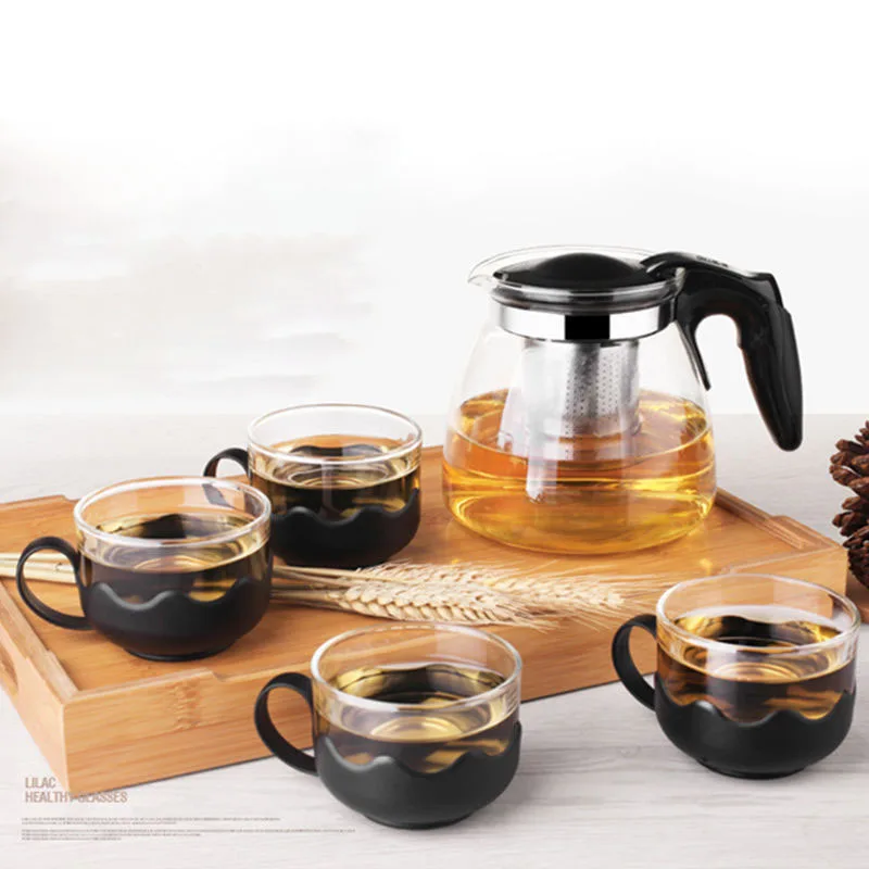 Стеклянный чайник чайный набор устойчивый к высоким температурам толстый