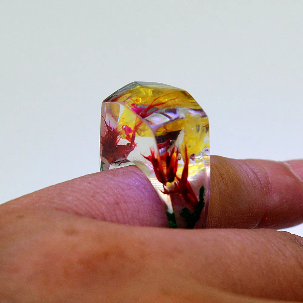 Кольцо из смолы с высушенным цветком Новое поступление маленькое кольцо ручной