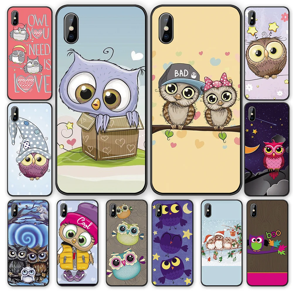 Мягкий силиконовый чехол из ТПУ с милыми мультяшными животными совами для iPhone 11