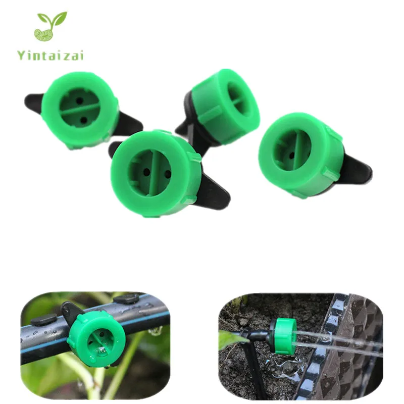 

200PCS 2-Holes Plastic Drip Emitter Green Dripper Flow Adjustable Sprinkler Watering And Gardening Irrigation