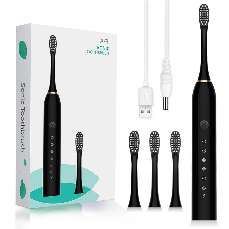 

New Sonic Electric Toothbrush USB Rechargeable Toothbrush Washable Whitening Relax Teeth Brush 6-Speed With 4 Soft Brush Heads