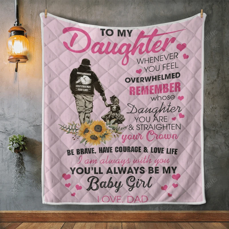 

1PCS Gift For My Daughter From Dad - Uni Best Blanket All The Time Flannel Blanket Creative Letter Printed Blanket NEW