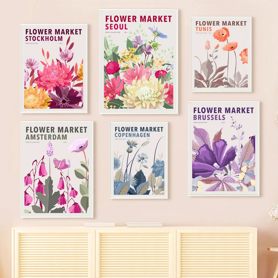 Настенная картина с изображением городов мира цветов и рынка Абстрактная