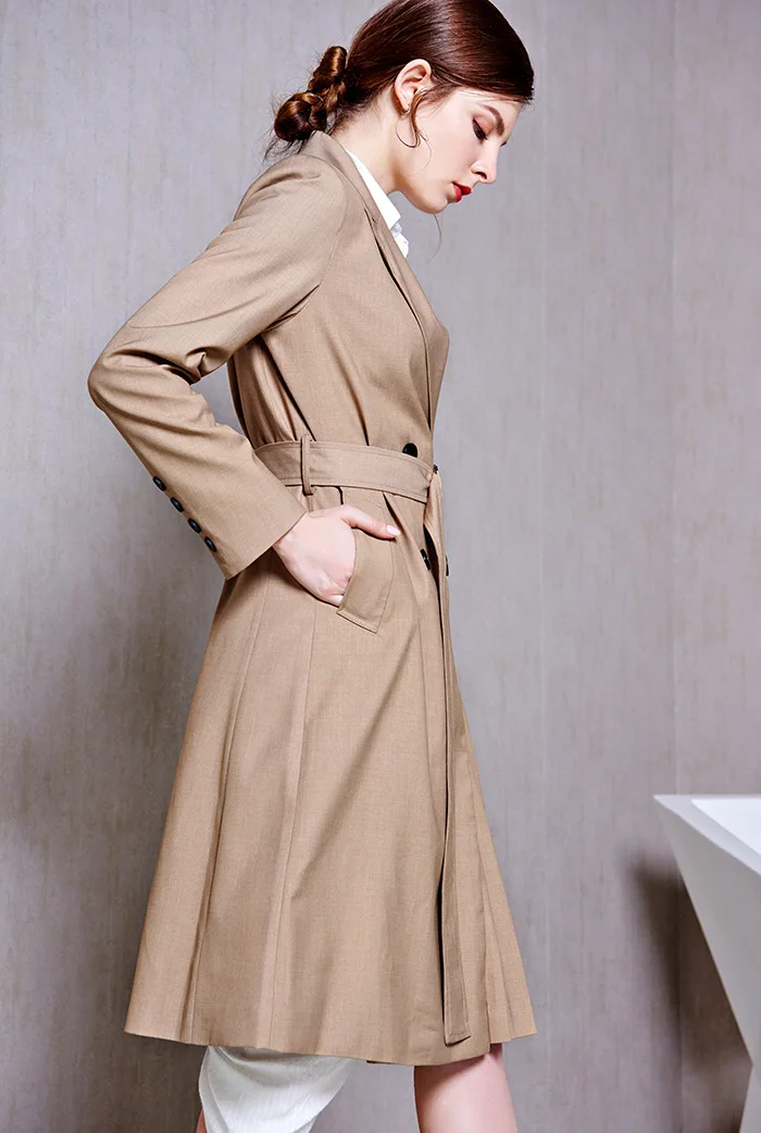 Getвесенний Женский Тренч с длинным рукавом двубортный женский ветровка