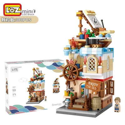

4 Boxes LOZ Blocks City View Scene Coffee Shop Retail Store Architectures Models Building Christmas Toy for Children No Box