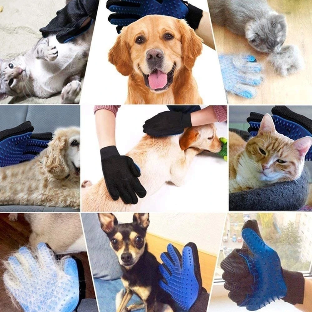 

Pet Grooming Glove Cat Hair Remove Gloves Gentle Deshedding Brush Glove Effective Massage for Dog Cat with Long Short Fur