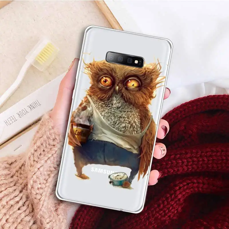 

Animal Cute Cartoon Owl Phone Case Clear Transparent for samsung A 21s 50 71 S 8 9 20 note 10 20 plus ultra