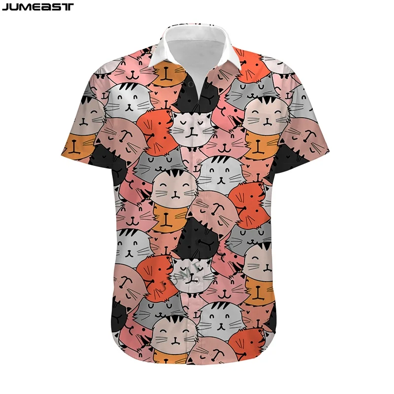 Jumeast Men Women 3D T-Shirt Oversized Female Cartoon Lovely Animal Cat Streetwear Funny Short Sleeve T Shirt Hawaii Tops Tees | Мужская