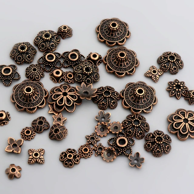 150pcs mixed tibetan copper vintage metal loose spacer bead caps for jewelry making diy finding accessories supplies wholesale