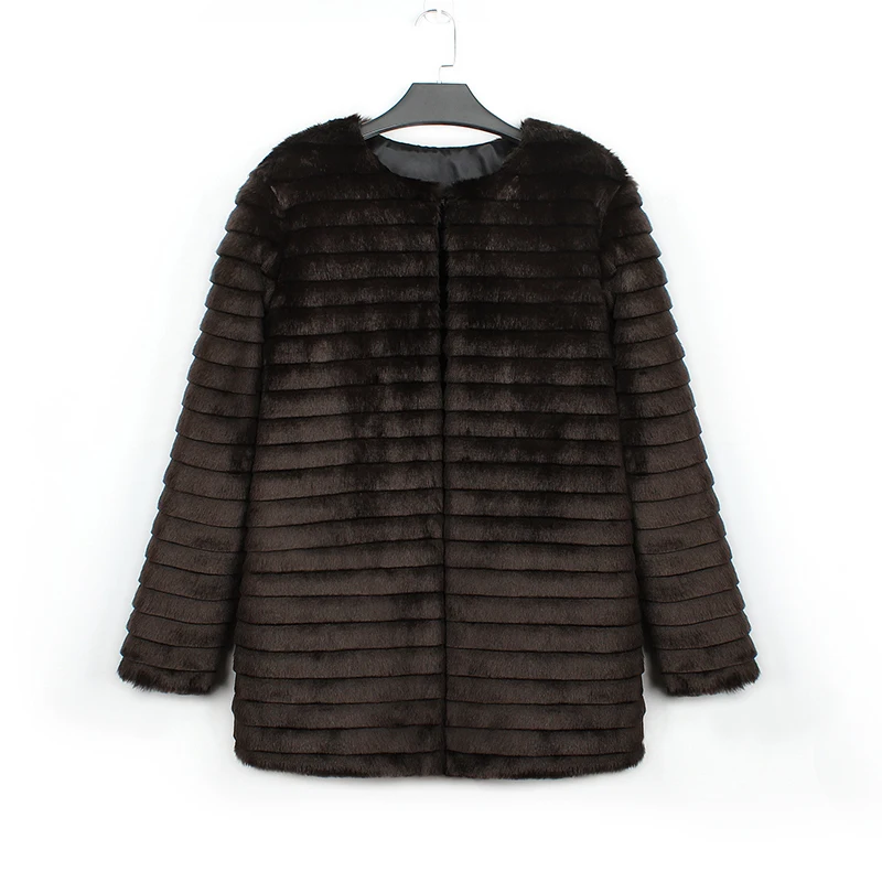 

Plus Size Women's Furry Coat Autumn Winter Thick Warm Faux Fur Outerwear Jackets Women Casual O Neck Flush Jacket Outer Clothes
