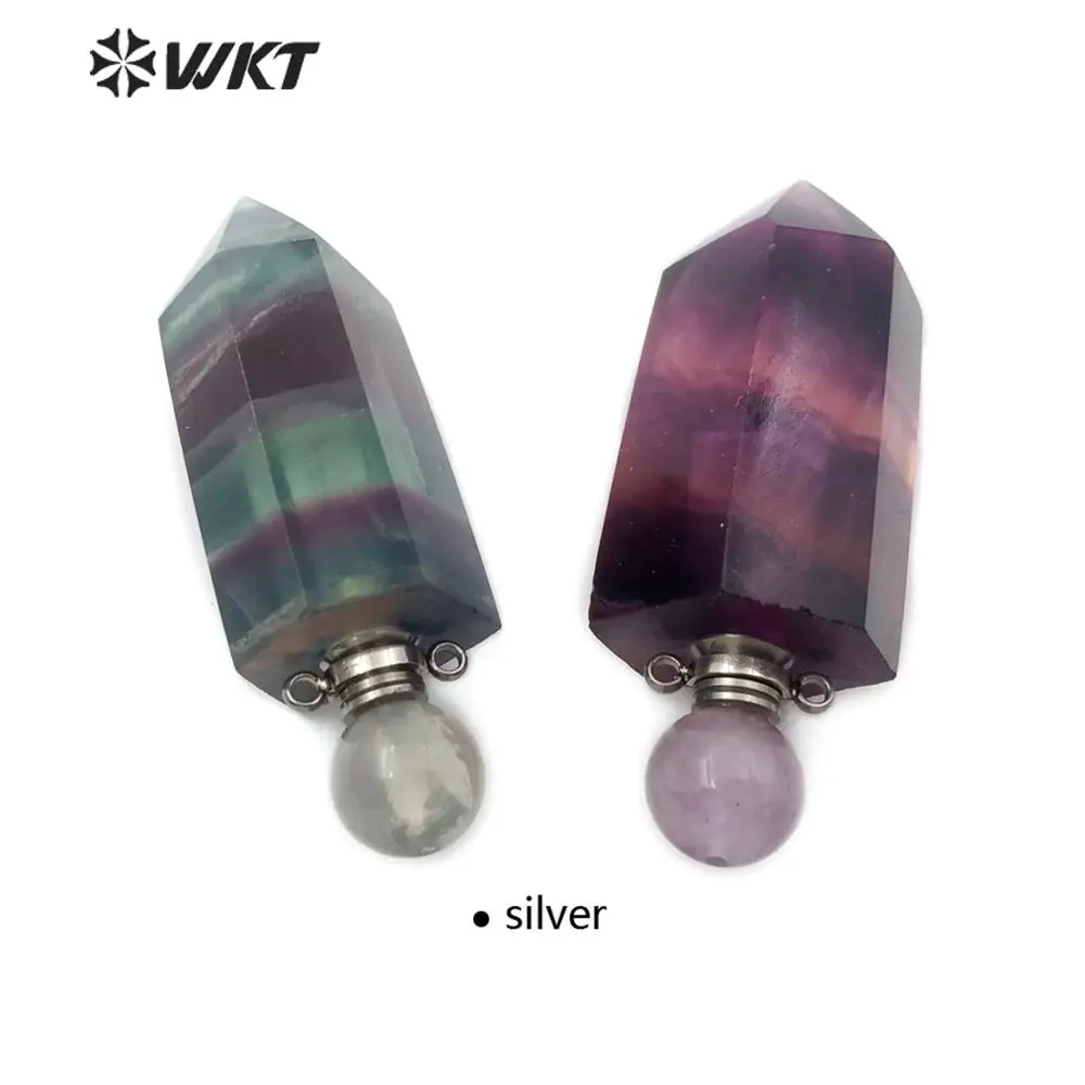 silver plated WT-P1473 натуральный камень подвеска в виде бутылочки парфюма с золотой, серебряный, двухслойный круговой крюк Цепочки и ожерелья с подвесками модные женские ювелирные изделия - Окраска металла: silver plated