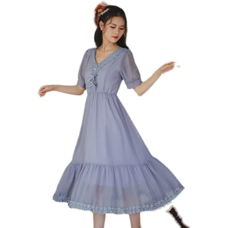 

Women Midi Dress Summer 2021 Runway Elegant Vintage French Retro Fairy Casual Sea Beach Vacation Party Night Vestidos New