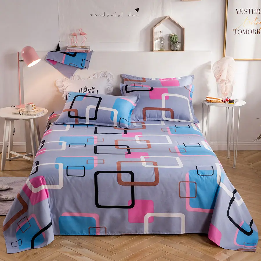 

Plaid Pattern Single-piece Bed Sheet Simple Skin-friendly Sanding Bed Sheet for All Seasons Queen Size Bed Sheets Queen Sheets