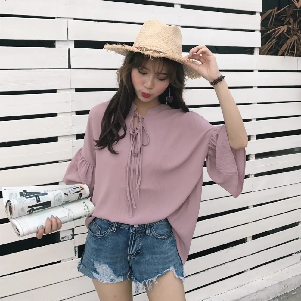 Summer women New Style Fresh Sweet blouse Female Stand collar Chiffon Shirt Casual blusas mujer de moda HH095 | Женская одежда