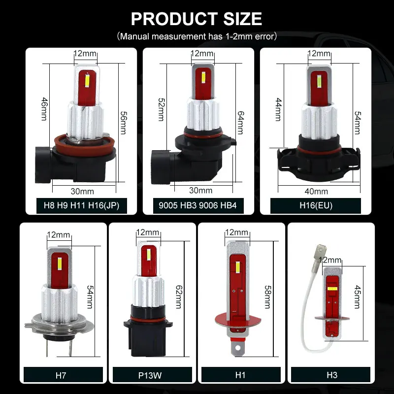 2 шт. Автомобильные светодиодные лампы H3 2002 лм 12 В