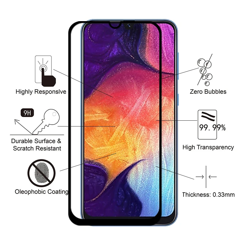 Для samsung Galaxy A50 A40 A70 A30 A20 A10 защита экрана и камеры закаленное стекло для samsung A 50 70 40 Защитная стеклянная пленка