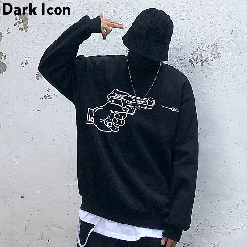 Мужская водолазка с принтом темного икона пистолета новинка 2019 пуловер