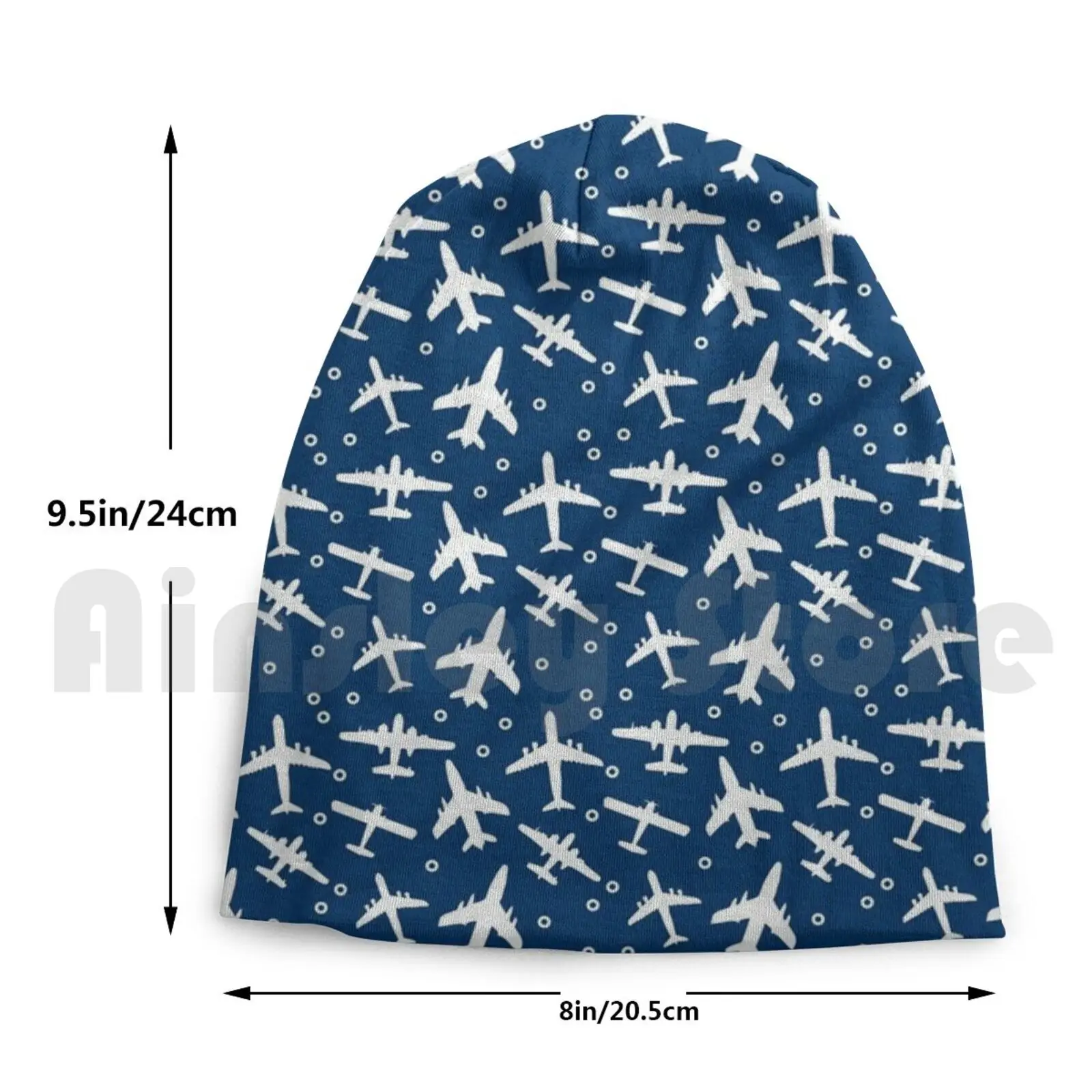 

Blue And White Aeroplanes Silhouette Pattern Beanie Hedging Cap DIY Print Cushion Airplane Airplane Aviation Aviator