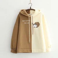 harajuku kawaii women brown hoodie winter cute cat graphic hooded sweatshirt girls aesthetic long sleeve funny vintage pullover