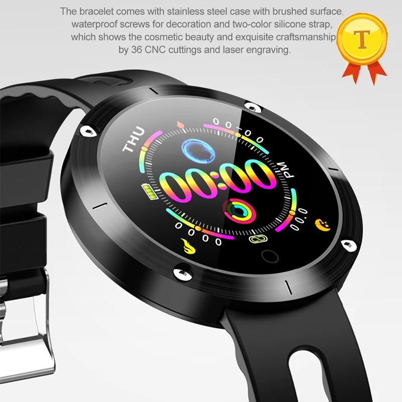 

Модные уличные умные часы с большим экраном для мужчин и женщин, фитнес-трекер, пульсометр, измерение артериального давления, классические ...