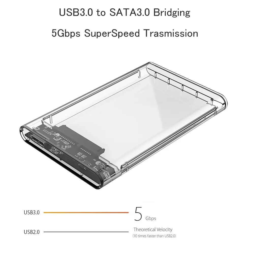 Корпус с USB3.0 на SATA3.0 футляр для внешнего жесткого диска кабелем 2 5 &quotHDD и SSD SATA
