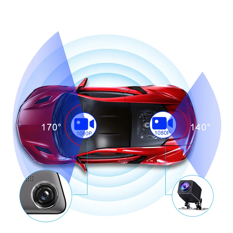 1440P Автомобильный видеорегистратор Камера 1" Full Touch ips экран 2K разрешение автомобильный видеорегистратор заднего вида зеркало двойной объектив видеорегистратор с ночным видением