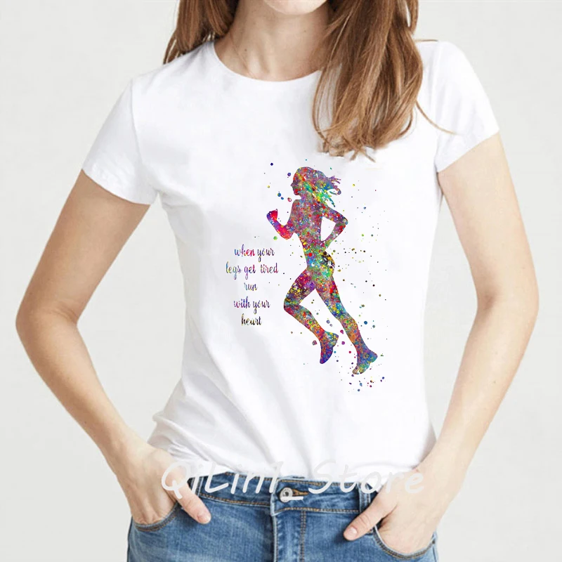 

Fashion Popular Style T-shirt Femme Watercolor Karate Fighter Girl Print Tshirt Female Streetwear Tops New Women T Shirt