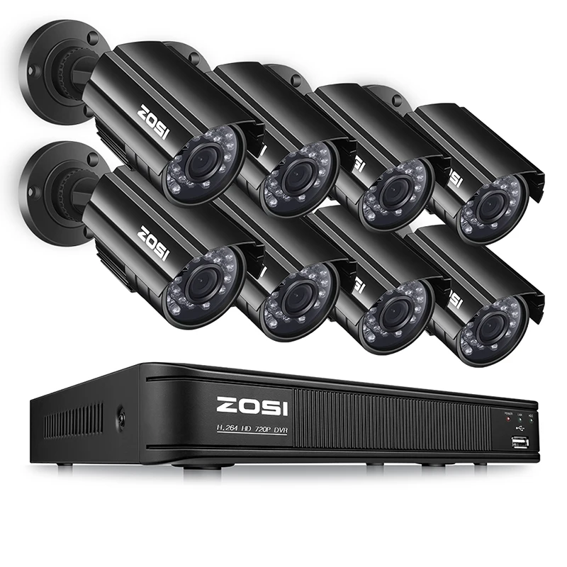 ZOSI 8CH система видеонаблюдения набор 1080N TVI DVR 8 шт. 1280TVL уличная инфракрасная камера видеонаблюдения 8-канальный комплект видеонаблюдения DVR - Цвет: Black 2