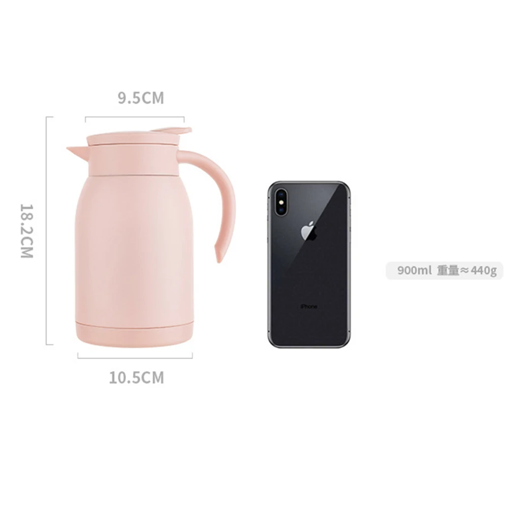 

900ml Cute Insulated Stainless Steel Thermos Mini Kettle Mug Office Water Bottle For Girl Vacuum Flask Coffee Cup Bottle Tumbler