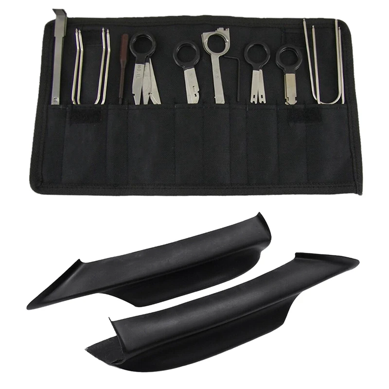 

2 Pcs Black Car Front Bumper Lip Splitter & 1 Set Car Audio Disassembly Tool