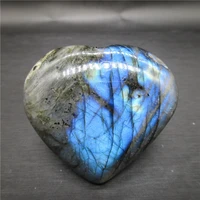 blue light natural labradorite heart stone crystal mineral specimen moonstone gemstone fengshui healing reiki love gift decor
