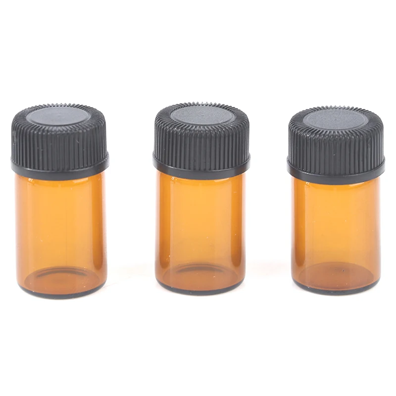 

100 Pcs Essential Oil Amber Glass Vial With Orifice 1-3Ml Sample Dram Bottle Thin Glass Small Amber Perfume Sample Test Bottle