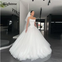 eightree elegant a line long boho wedding dress sleeveless strpless tulle floor length bridal gowns long formal marriage dress