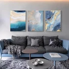 Картина на стену из Современная абстракция синяя мрамора, золотой фольги, синего цвета, Картина на холсте для гостиной, плакаты для спальни принтов, домашний декор