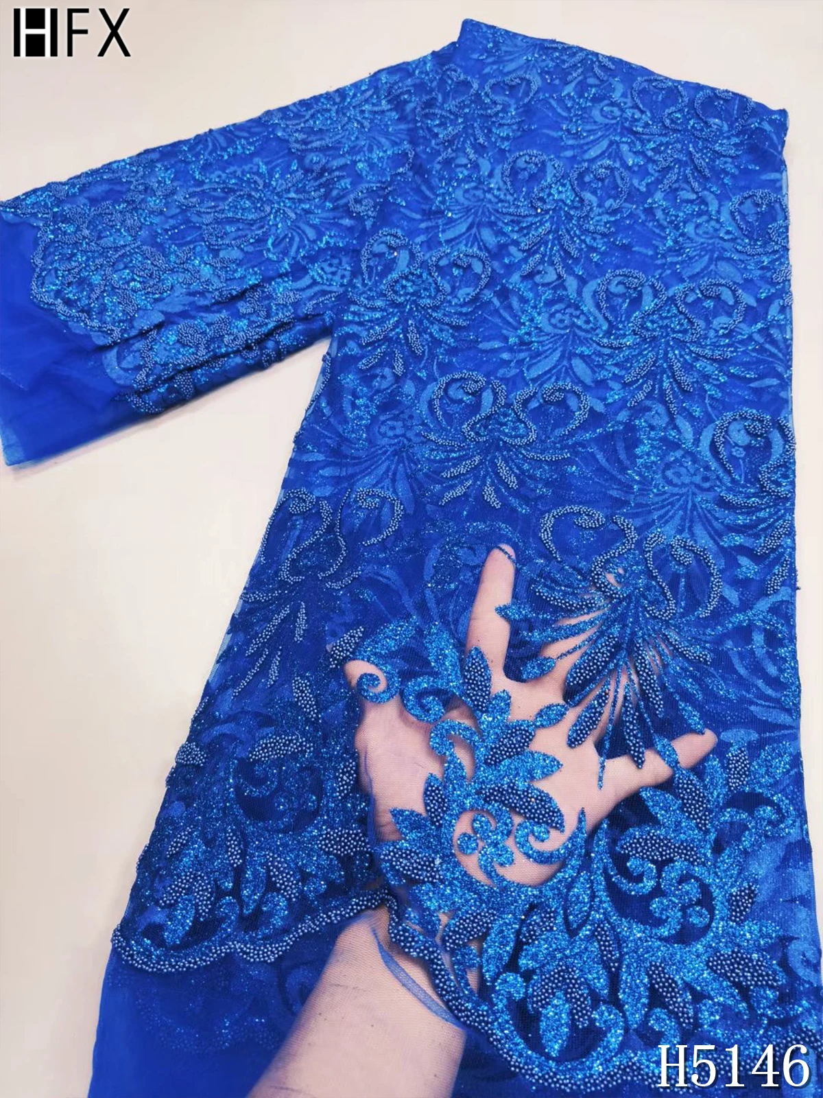 Новое поступление африканская кружевная ткань HFX блестки бисерная сетка кружево