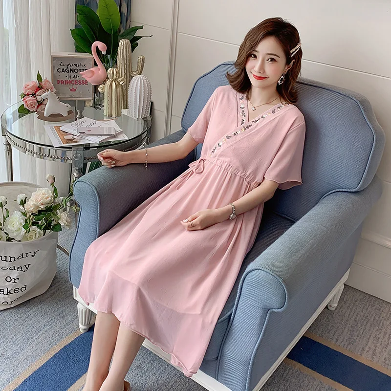 Повседневное платье для беременных этнические платья с вышивкой кормящих женщин